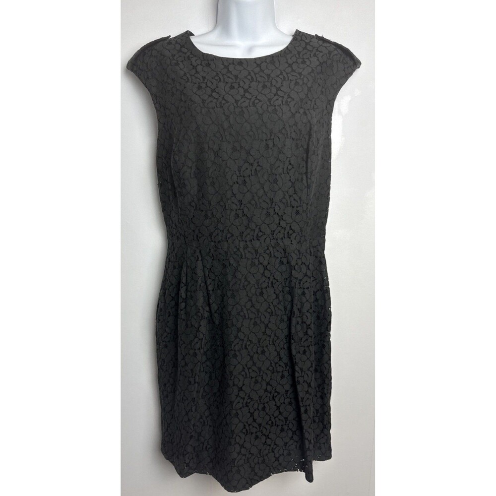 Benetton Womens Cotton Black Lace Dress Med Classic Minimalist Feminine Career